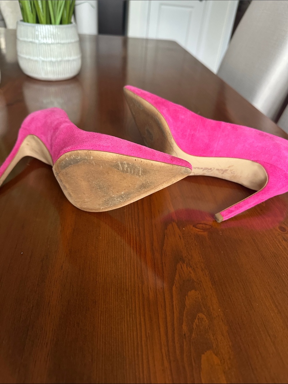 Sam Edelman Hot Pink Suede Pointed-Toe Heels - Picture 4 of 5